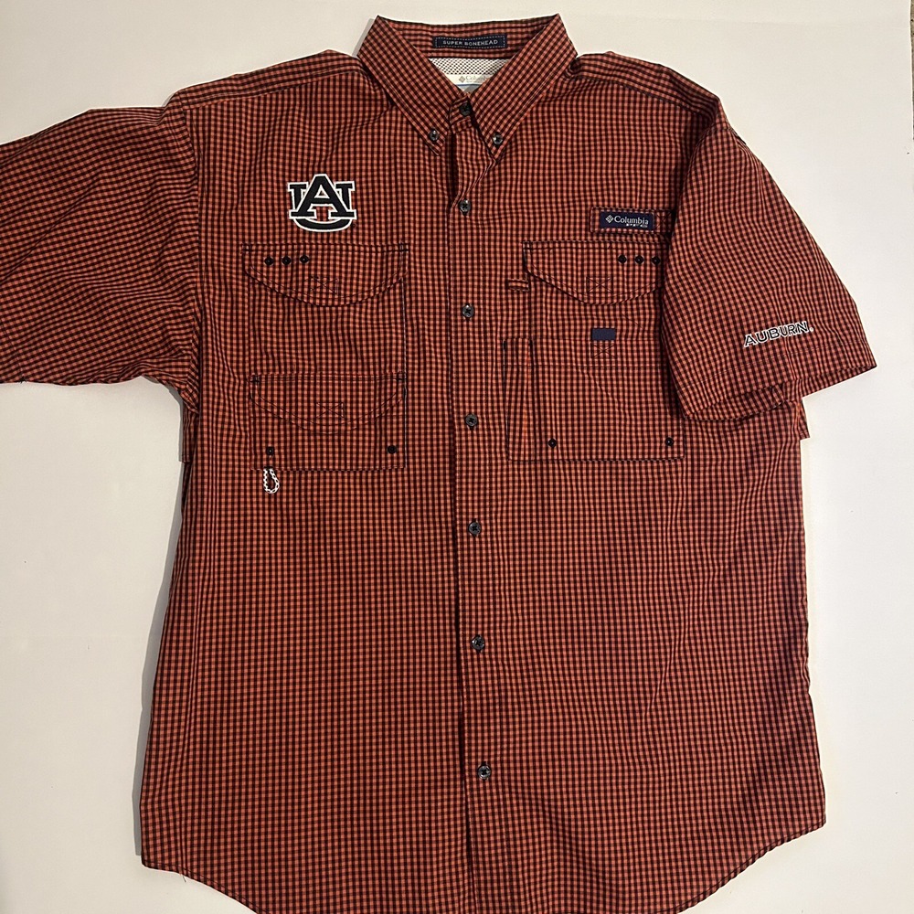 Auburn Tigers Shirt Men Size Medium Columbia PFG Super Bonehead Vented Fishing